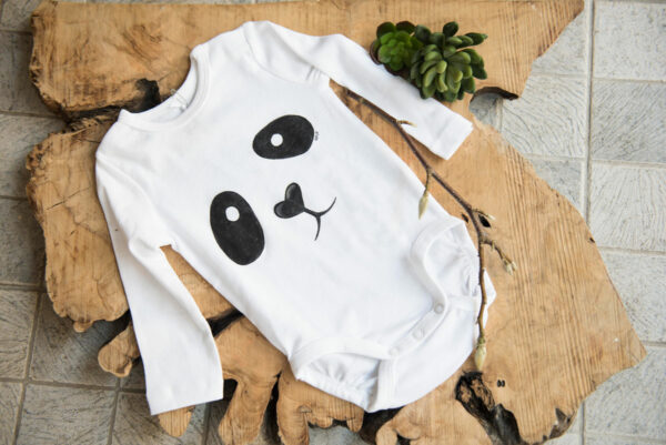 baby, panda, hand painted bodysuit